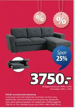 JYSK VEJLBY sovesofa med chaiselong tilbud