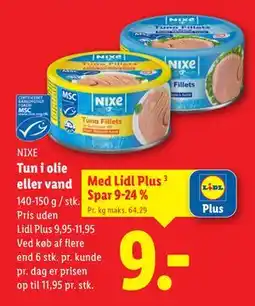 Lidl Tun i olie eller vand, App-pris tilbud