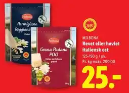 Lidl Revet eller høvlet italiensk ost tilbud