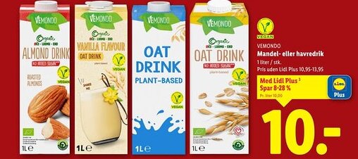 Lidl VEMONDO Mandel- eller havredrik tilbud