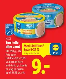 Lidl NIXE Tun i olie eller vand tilbud