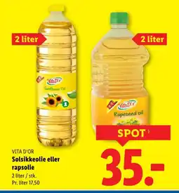 Lidl VITA D'OR Solsikkeolie eller rapsolie tilbud