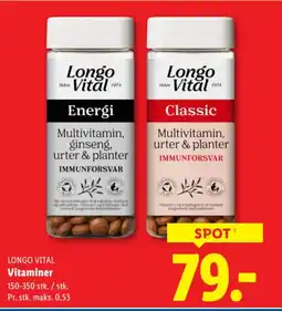 Lidl LONGO VITAL Vitaminer tilbud
