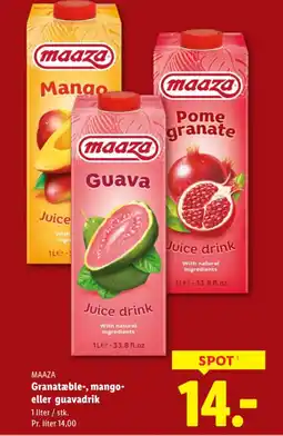 Lidl MAAZA Granatæble-, mango- eller guavadrik tilbud