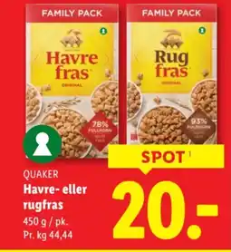 Lidl QUAKER Havre- eller rugfras tilbud