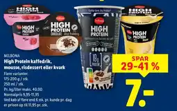 Lidl MILBONA High Protein kaffedrik, mousse, risdessert eller kvark tilbud