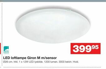 LED loftlampe Giron M m/sensor