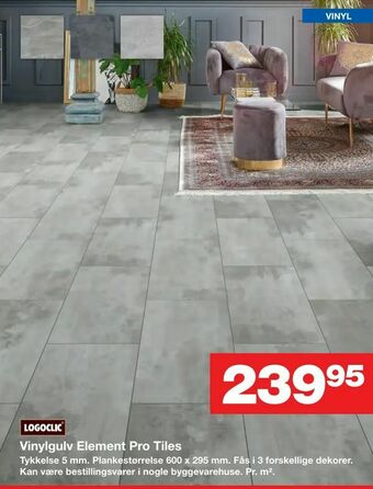 Bauhaus Vinylgulv Element Pro Tiles tilbud