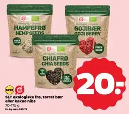 Netto SLT økologiske frø, tørret bær eller kakao nibs tilbud