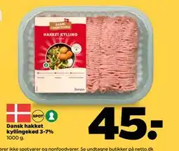 Netto Dansk hakket kyllingekød 3-7% tilbud