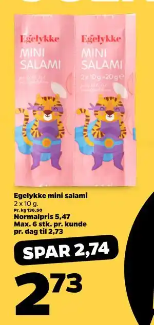 Netto Egelykke mini salami tilbud