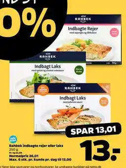 Netto Rahbek indbagte rejer eller laks tilbud