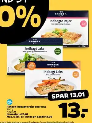 Netto Rahbek indbagte rejer eller laks tilbud