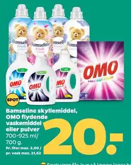 Netto Bamseline skyllemiddel, OMO flydende vaskemiddel eller pulver tilbud
