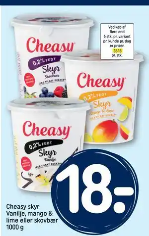 Cheasy skyr Vanilje, mango & lime eller skovbær 1000 g