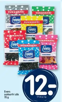 REMA 1000 Evers sukkerfri slik 70 g tilbud