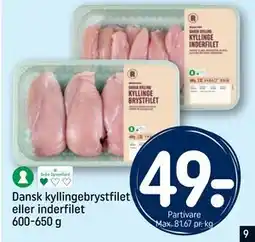 REMA 1000 Dansk kyllingebrystfilet eller inderfilet 600-650 g tilbud