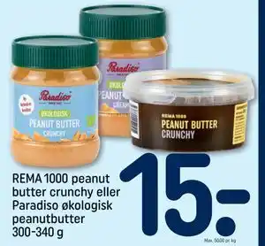 REMA 1000 peanut butter crunchy eller Paradiso økologisk peanutbutter
