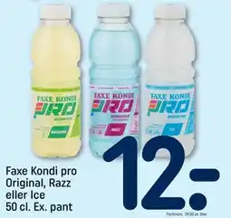 REMA 1000 Faxe Kondi pro Original, Razz eller Ice 50 cl. Ex. pant tilbud