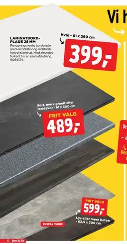 jem & fix LAMINATBORDPLADE 28 MM tilbud