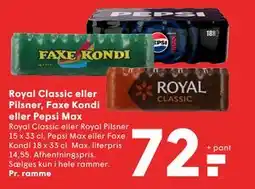 SPAR Royal Classic eller Pilsner, Faxe Kondi eller Pepsi Max tilbud