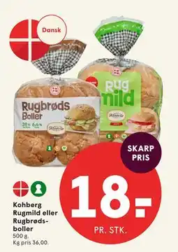 SPAR Kohberg Rugmild eller Rugbrødsboller tilbud