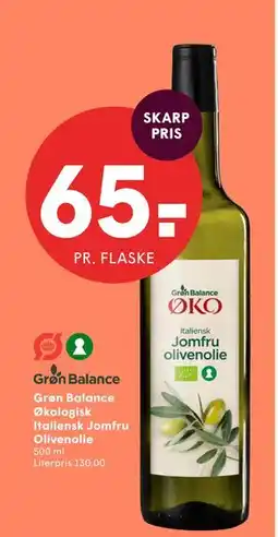 SPAR Grøn Balance Økologisk Italiensk Jomfru Olivenolie tilbud