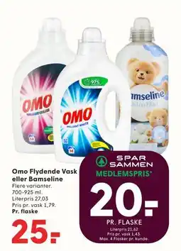 SPAR Omo Flydende Vask eller Bamseline, App-pris tilbud