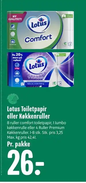 Min Købmand Lotus Toiletpapir eller Køkkenruller tilbud