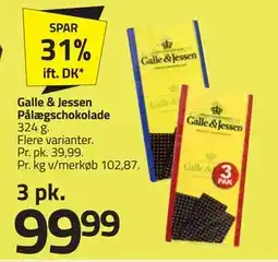 Fleggaard Galle & Jessen Pålægschokolade tilbud