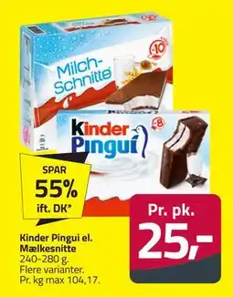 Fleggaard Kinder Pingui el. Mælkesnitte tilbud