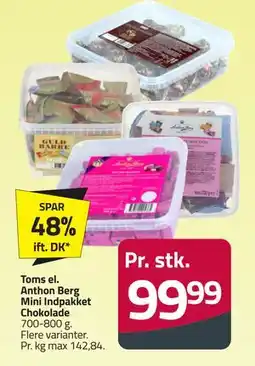 Fleggaard Toms el. Anthon Berg Mini Indpakket Chokolade tilbud