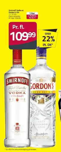 Fleggaard Smirnoff Vodka el. Gordon’s Gin tilbud