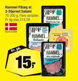 Calle Hammel Pålæg el. 3-Stjernet Salami tilbud