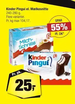 Calle Kinder Pingui el. Mælkesnitte tilbud