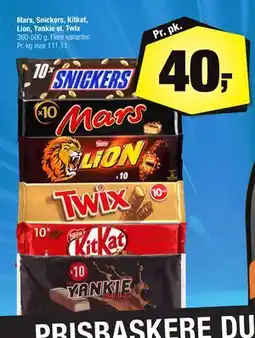 Calle Mars, Snickers, Kitkat, Lion, Yankie el. Twix tilbud