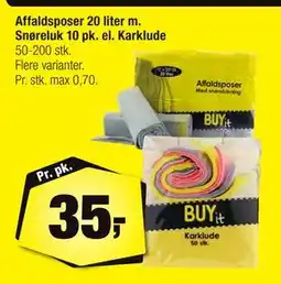 Calle Affaldsposer 20 liter m. Snøreluk 10 pk. el. Karklude tilbud