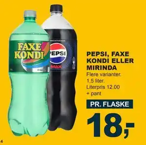 Let-Køb PEPSI, FAXE KONDI ELLER MIRINDA tilbud