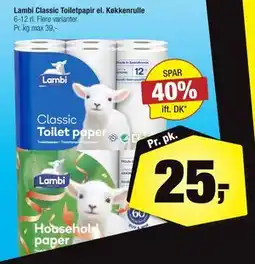 Calle Lambi Classic Toiletpapir el. Køkkenrulle tilbud