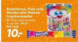 Bilka Bubblicious, Fizzy rolls, Mamba eller Maoam frugtkarameller tilbud