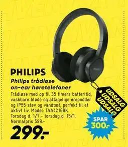 Bilka Philips trådløse on-ear høretelefoner tilbud