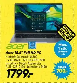 Bilka Acer 15,6” Full HD PC tilbud