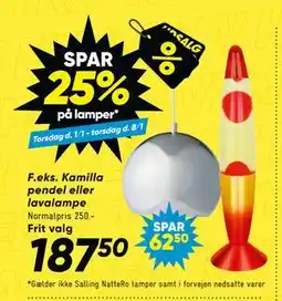 Bilka Kamilla pendel eller lavalampe tilbud