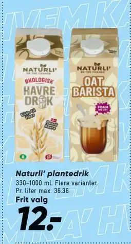 Bilka Naturli’ plantedrik tilbud