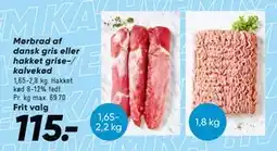 Bilka Mørbrad af dansk gris eller hakket grise-/ kalvekød tilbud