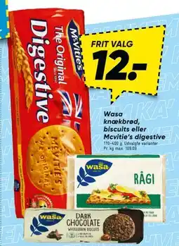 Bilka Wasa knækbrød, biscuits eller Mcvitie’s digestive tilbud