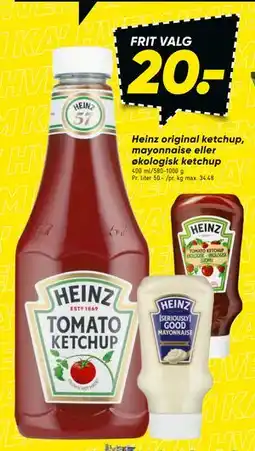 Bilka Heinz original ketchup, mayonnaise eller økologisk ketchup tilbud