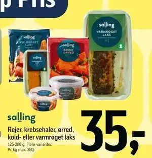 Rejer, krebsehaler, ørred, kold- eller varmrøget laks