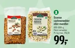 Føtex Svansø cashewnødder eller mandler tilbud