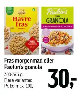 Føtex Fras morgenmad eller Paulun’s granola tilbud